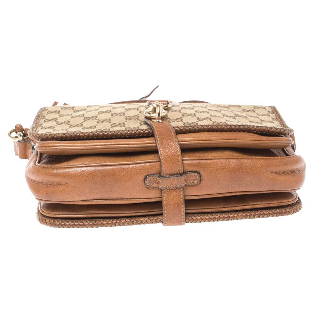 Women's Gucci Beige/Brown GG Canvas and Leather Medium Marrakech Tassel Messenger Bag