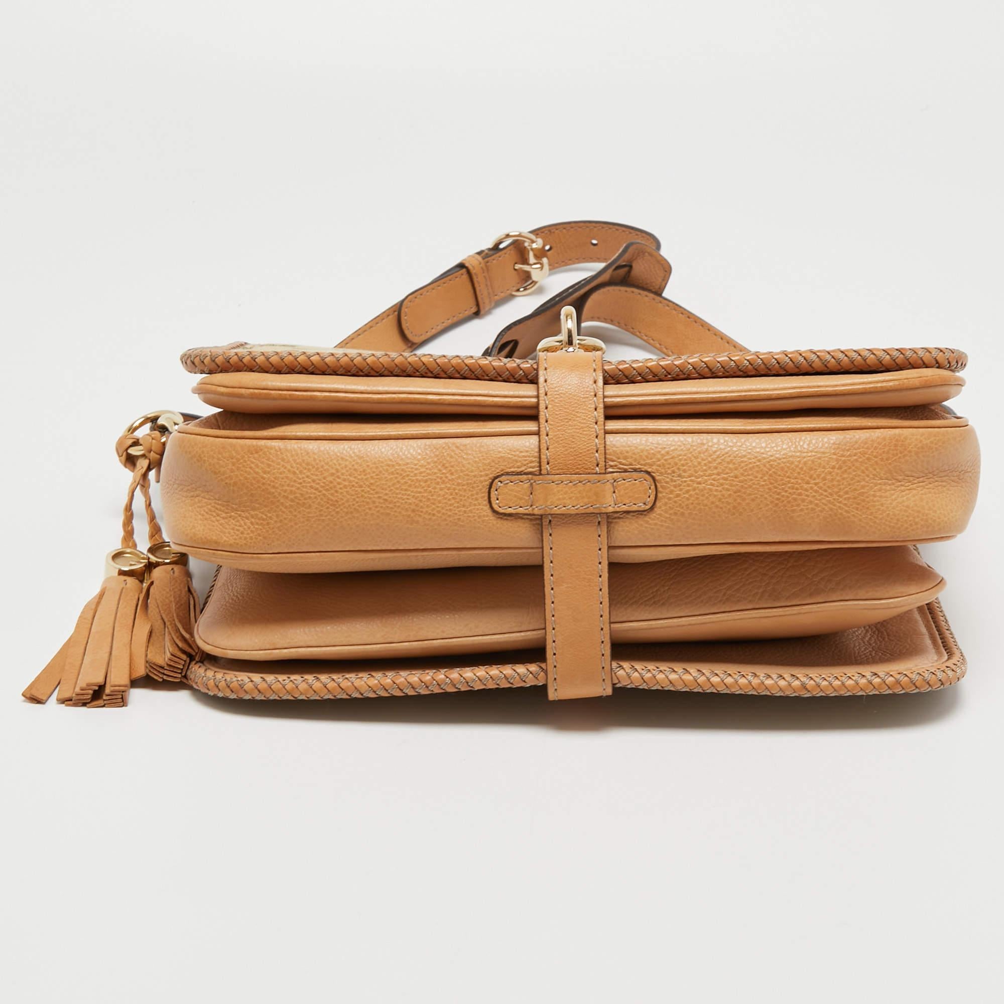 Gucci Beige/Brown GG Canvas and Leather Medium Marrakech Tassel Messenger Bag 1
