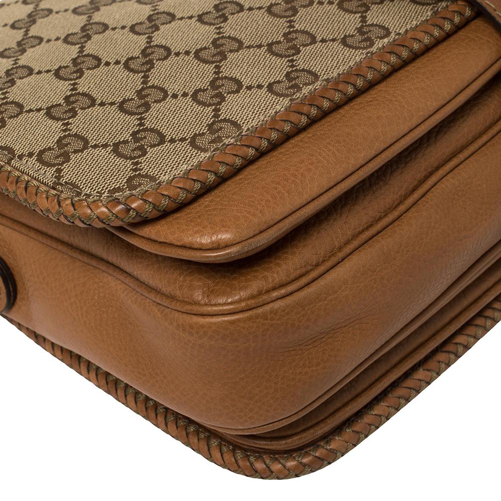 Gucci Beige/Brown GG Canvas and Leather Medium Marrakech Tassel Messenger Bag 2