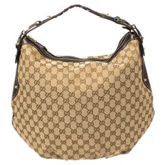Gucci Beige/Brown GG Canvas and Leather Medium Pelham Hobo