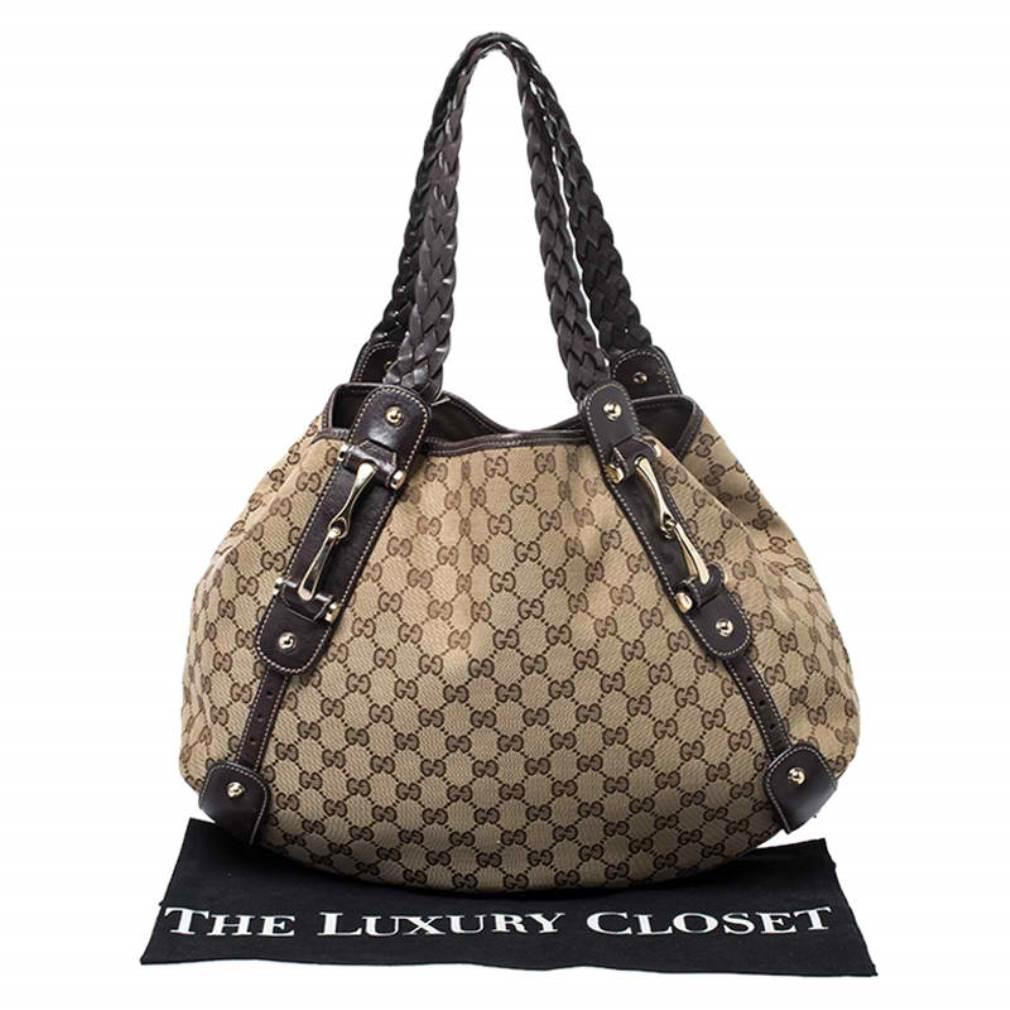 Gucci Beige/Brown GG Canvas and Leather Medium Pelham Shoulder Bag 7