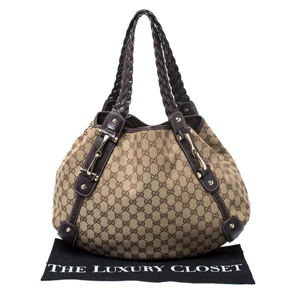 Gucci Beige/Brown GG Canvas and Leather Medium Pelham Shoulder Bag 6