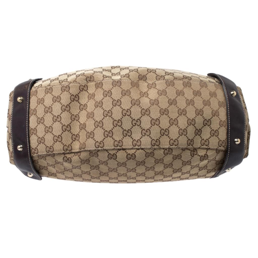 Gucci Beige/Brown GG Canvas and Leather Medium Pelham Shoulder Bag In Good Condition In Dubai, Al Qouz 2