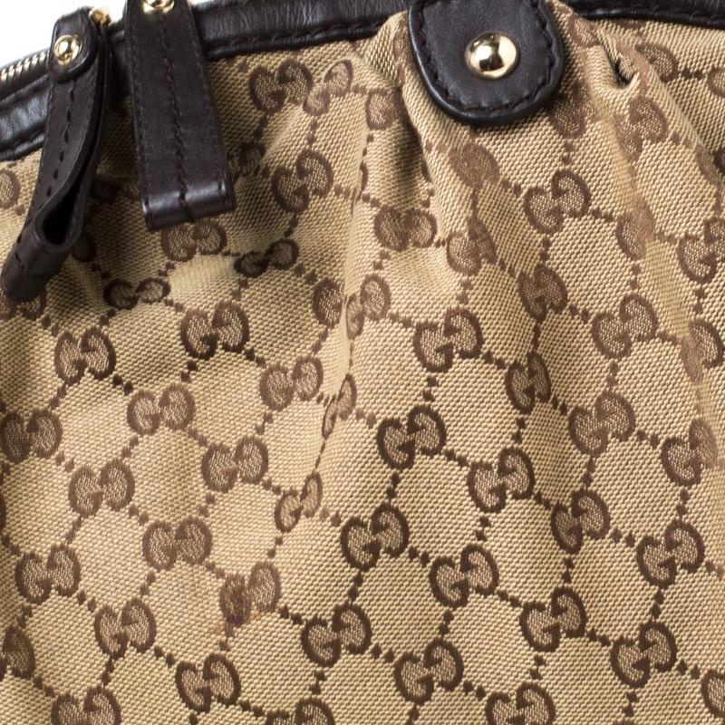 Gucci Beige/Brown GG Canvas and Leather Medium Sukey Boston Bag 8