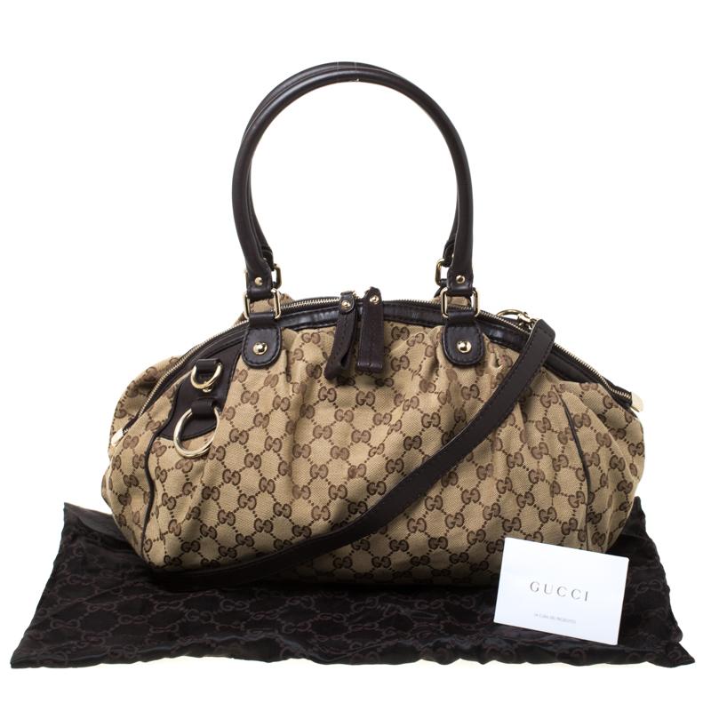 Gucci Beige/Brown GG Canvas and Leather Medium Sukey Boston Bag 9