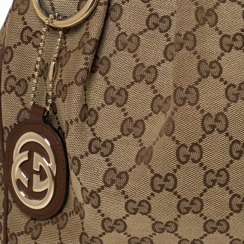 Gucci Beige/Brown GG Canvas and Leather Medium Sukey Tote 6