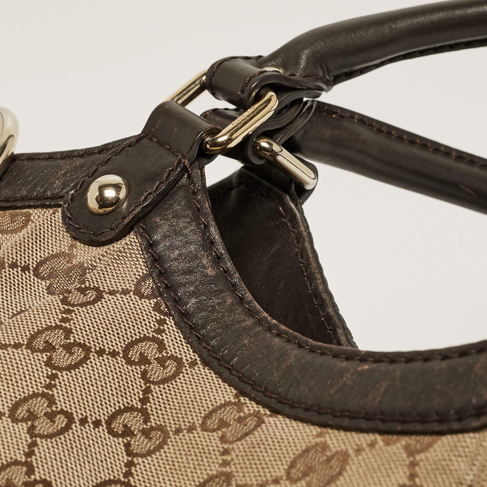Gucci Beige/Brown GG Canvas and Leather Medium Sukey Tote For Sale 14