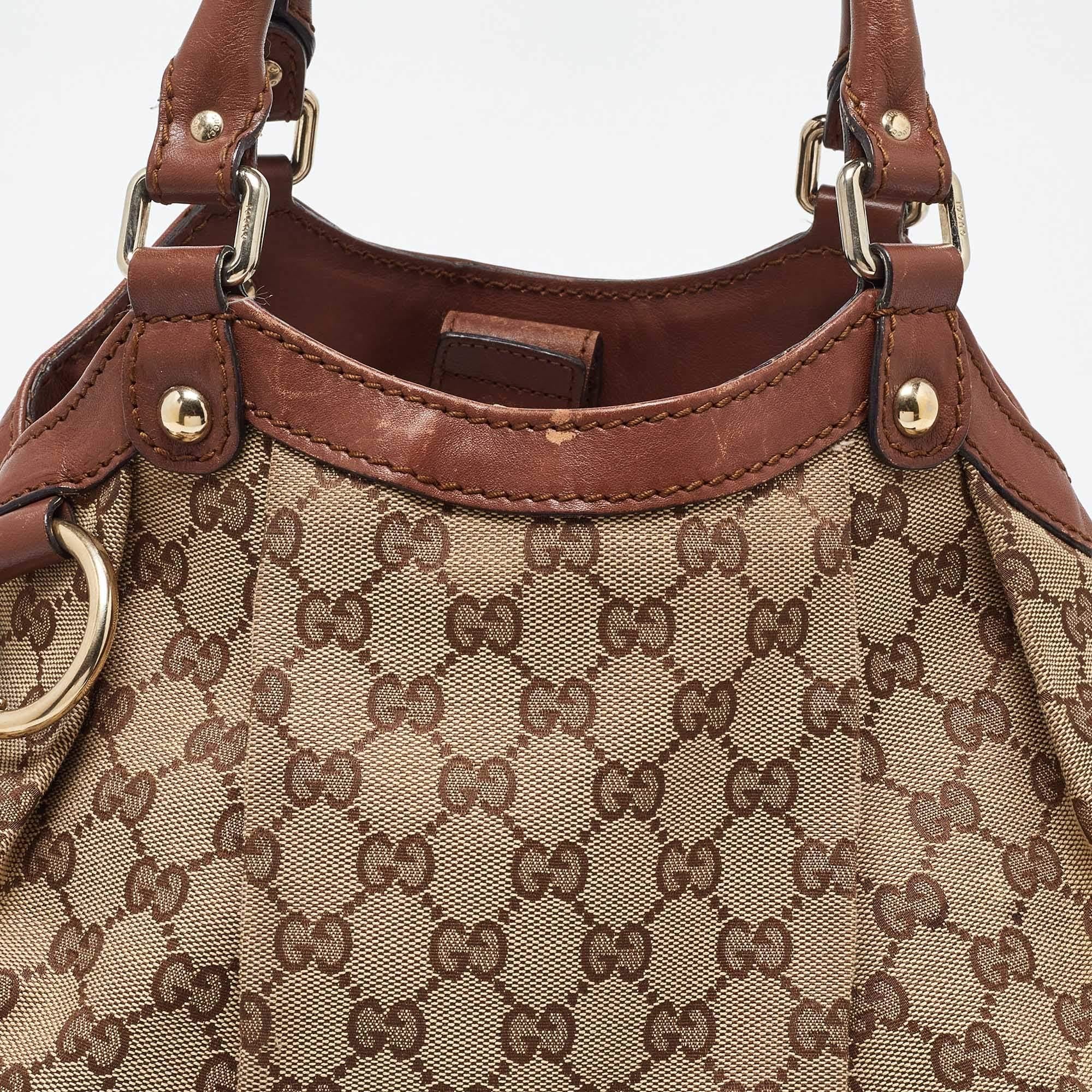 Gucci Beige/Brown GG Canvas and Leather Medium Sukey Tote 1
