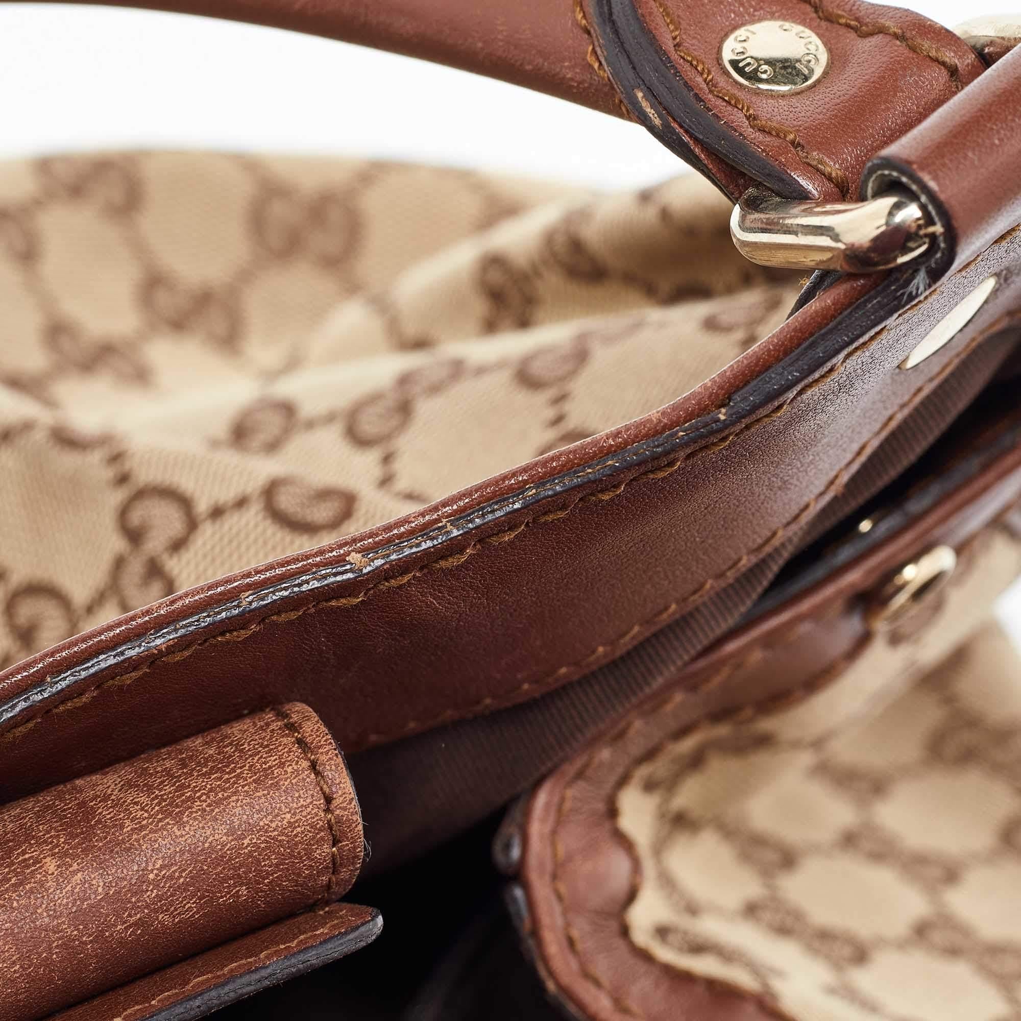 Gucci Beige/Brown GG Canvas and Leather Medium Sukey Tote 3