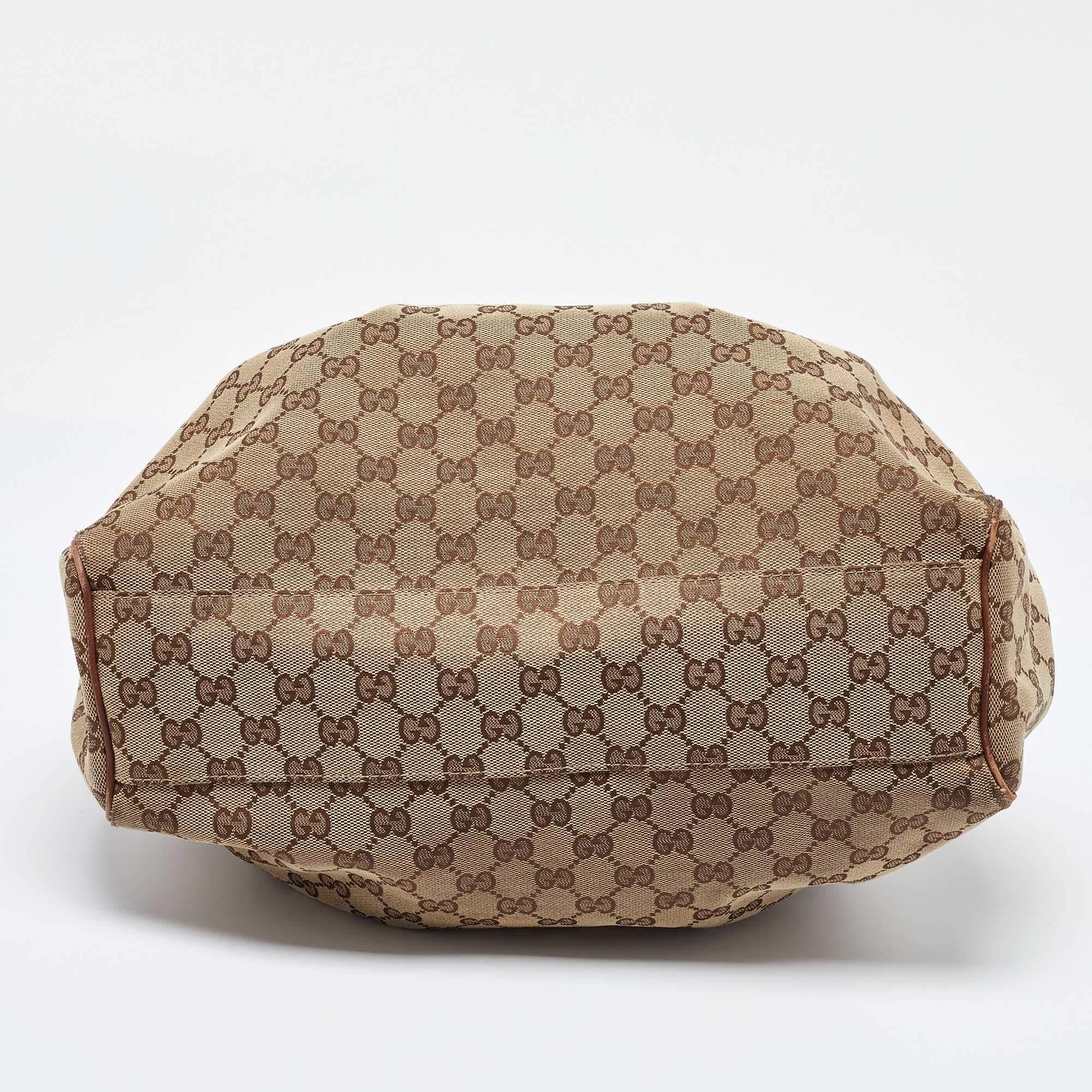 Gucci Beige/Brown GG Canvas and Leather Medium Sukey Tote 4