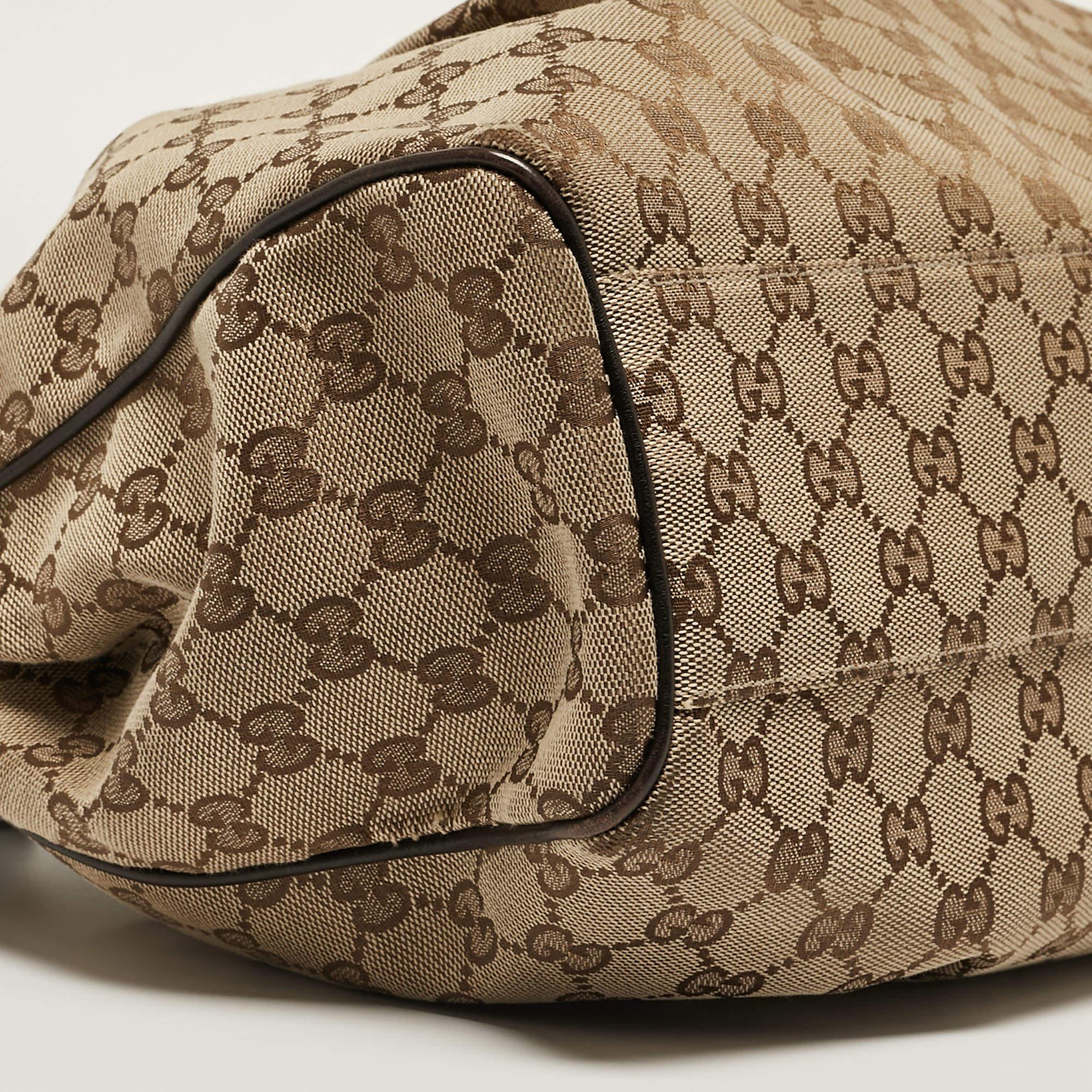 Gucci Beige/Brown GG Canvas and Leather Medium Sukey Tote For Sale 4