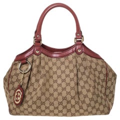 Gucci Beige/Brown GG Canvas and Leather Medium Sukey Tote