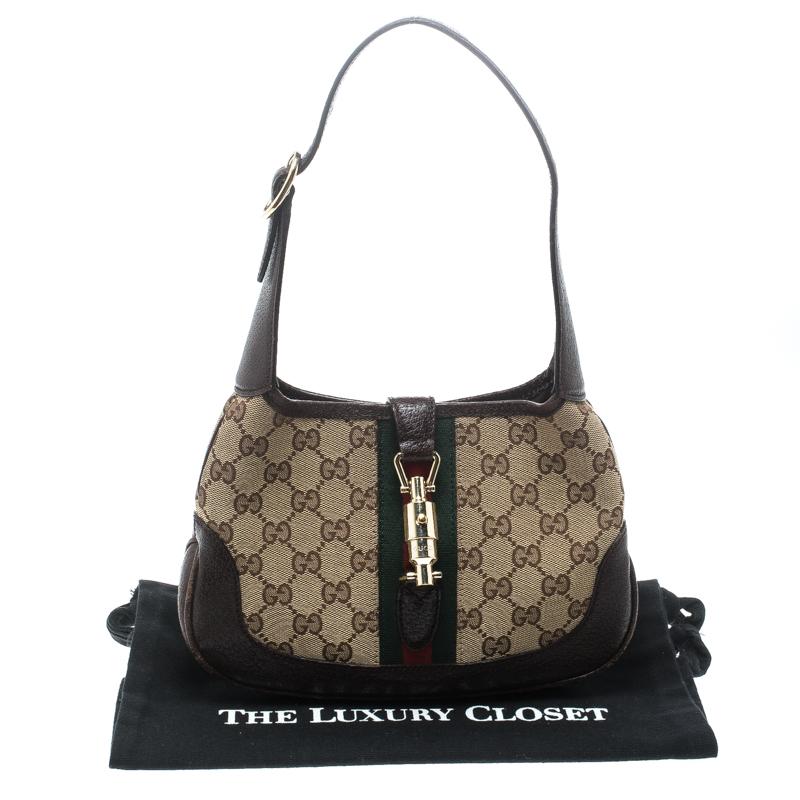 Gucci Beige/Brown GG Canvas and Leather Mini Jackie Hobo 7