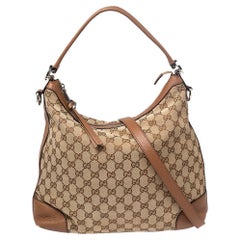 Gucci Beige/Brown GG Canvas and Leather Miss GG Hobo
