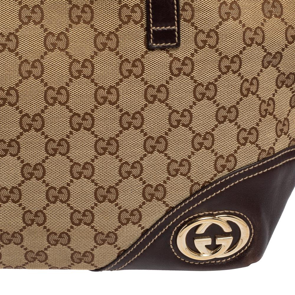 Gucci Beige/Brown GG Canvas and Leather New Britt Tote 1