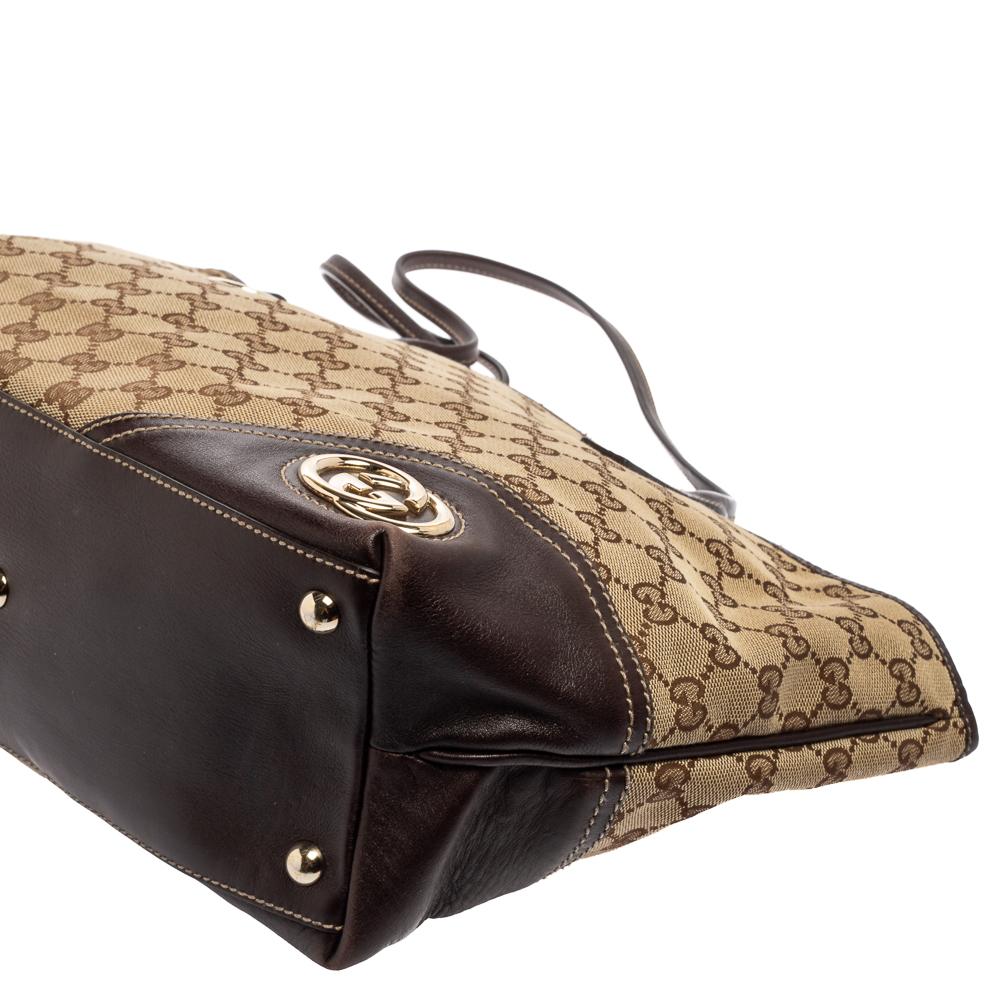 Gucci Beige/Brown GG Canvas and Leather New Britt Tote 2