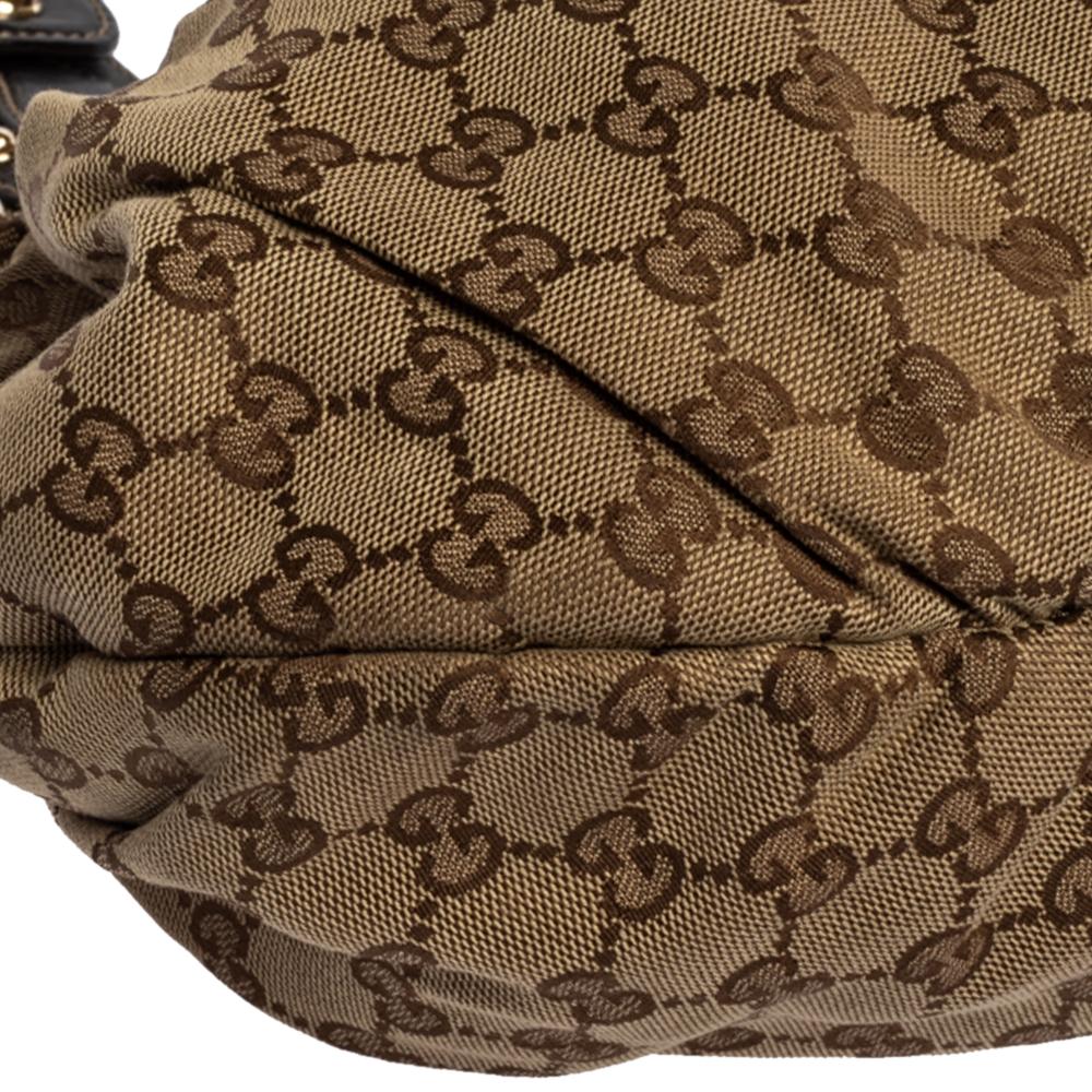 Gucci Beige/Brown GG Canvas and Leather Pelham Studded Hobo 1