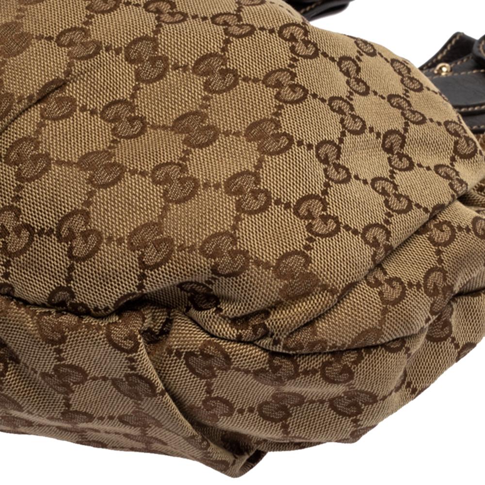Gucci Beige/Brown GG Canvas and Leather Pelham Studded Hobo 2