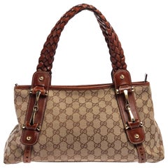Gucci Beige/Brown GG Canvas and Leather Pelham Tote