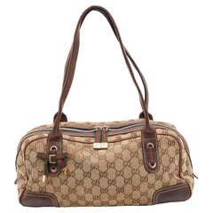 Gucci Beige/Brown GG Canvas and Leather Princy Boston Bag