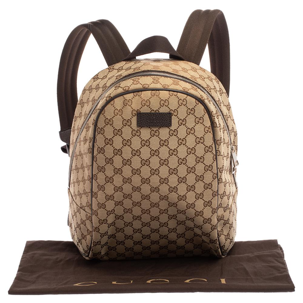 Gucci Beige/Braun GG Rucksack aus Canvas und Leder 8