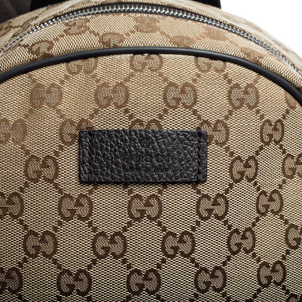 Gucci Beige/Braun GG Rucksack aus Canvas und Leder 2