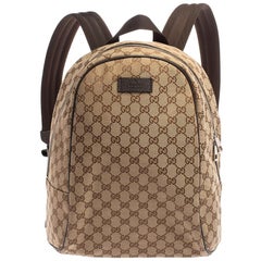 Gucci Beige/Brown GG Canvas and Leather Rucksack Backpack