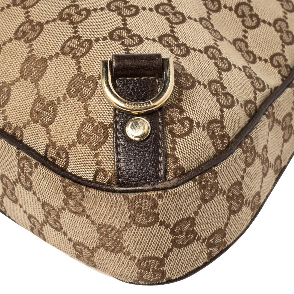 Gucci Beige/Brown GG Canvas and Leather Small Abbey D-Ring Hobo 3