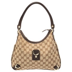 Gucci Beige/Brown GG Canvas and Leather Small Abbey D-Ring Hobo