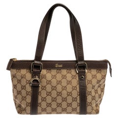 Gucci Beige/Brown GG Canvas and Leather Small Abbey Tote