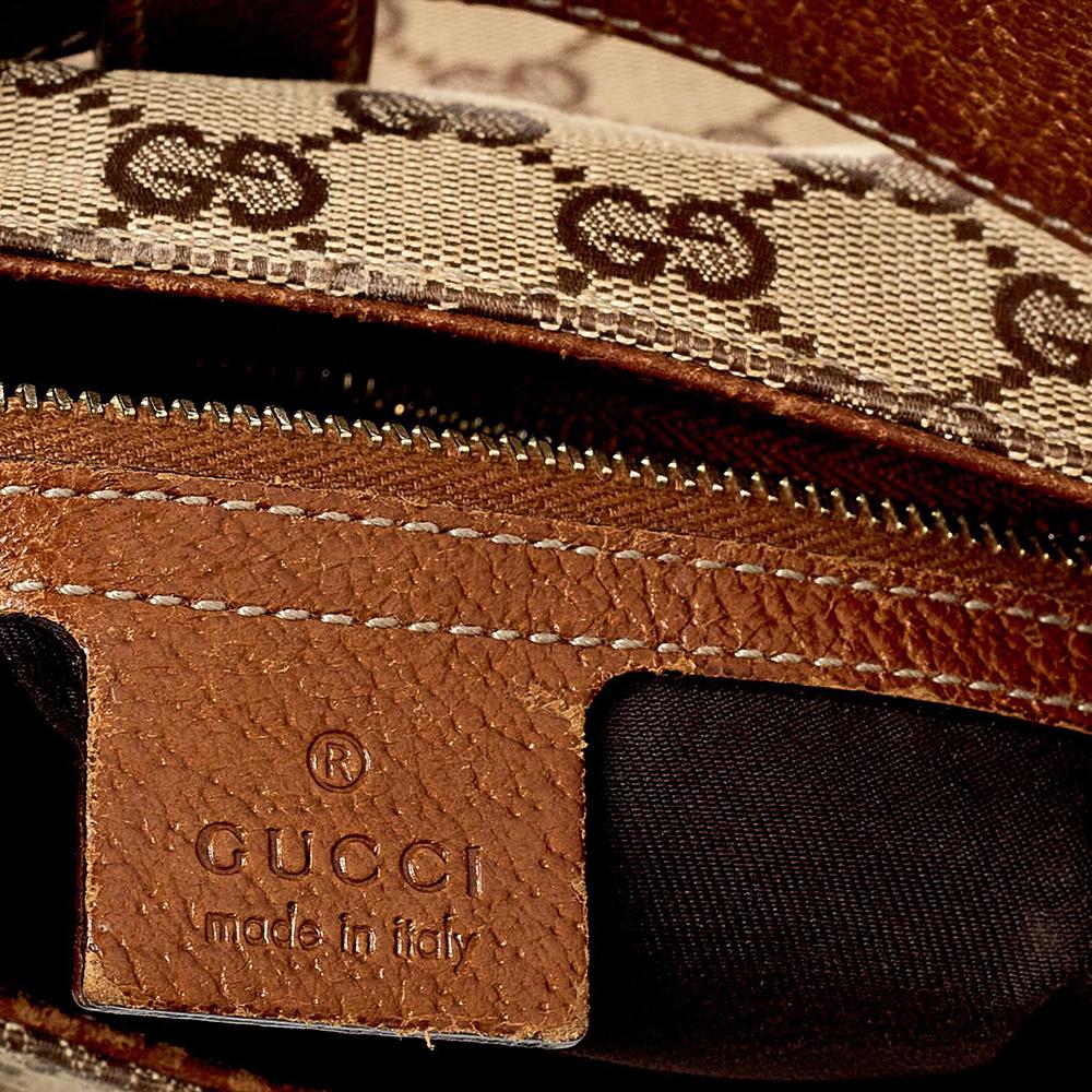 Gucci Beige/Braun GG Canvas und Leder Small Jackie Nailhead Hobo 2