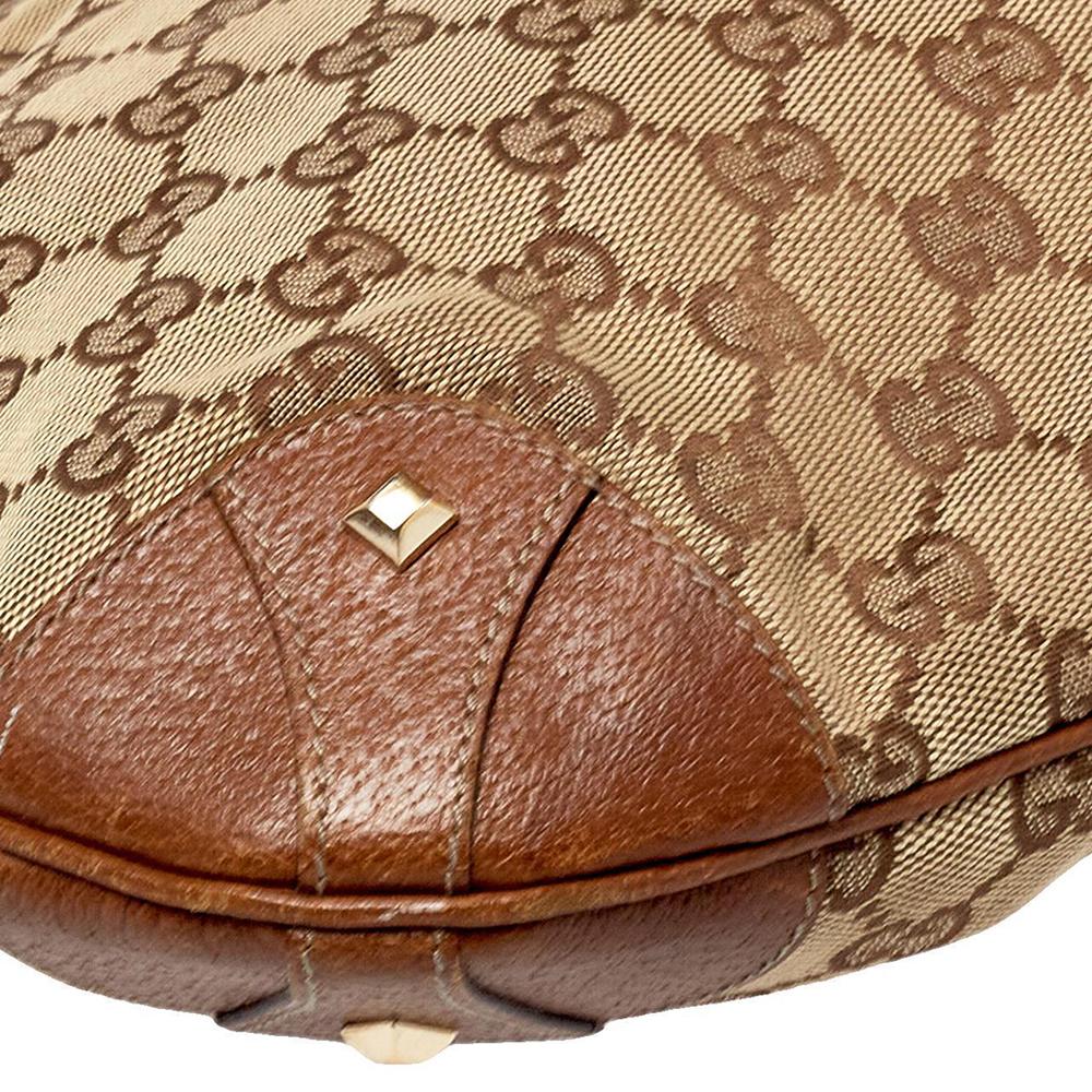 Gucci Beige/Brown GG Canvas and Leather Small Jackie Nailhead Hobo 5