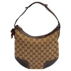 Gucci Beige/Brown GG Canvas and Leather Small Princy Hobo