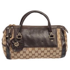 Gucci Beige/Brown GG Canvas and Leather Small Trophy Tote
