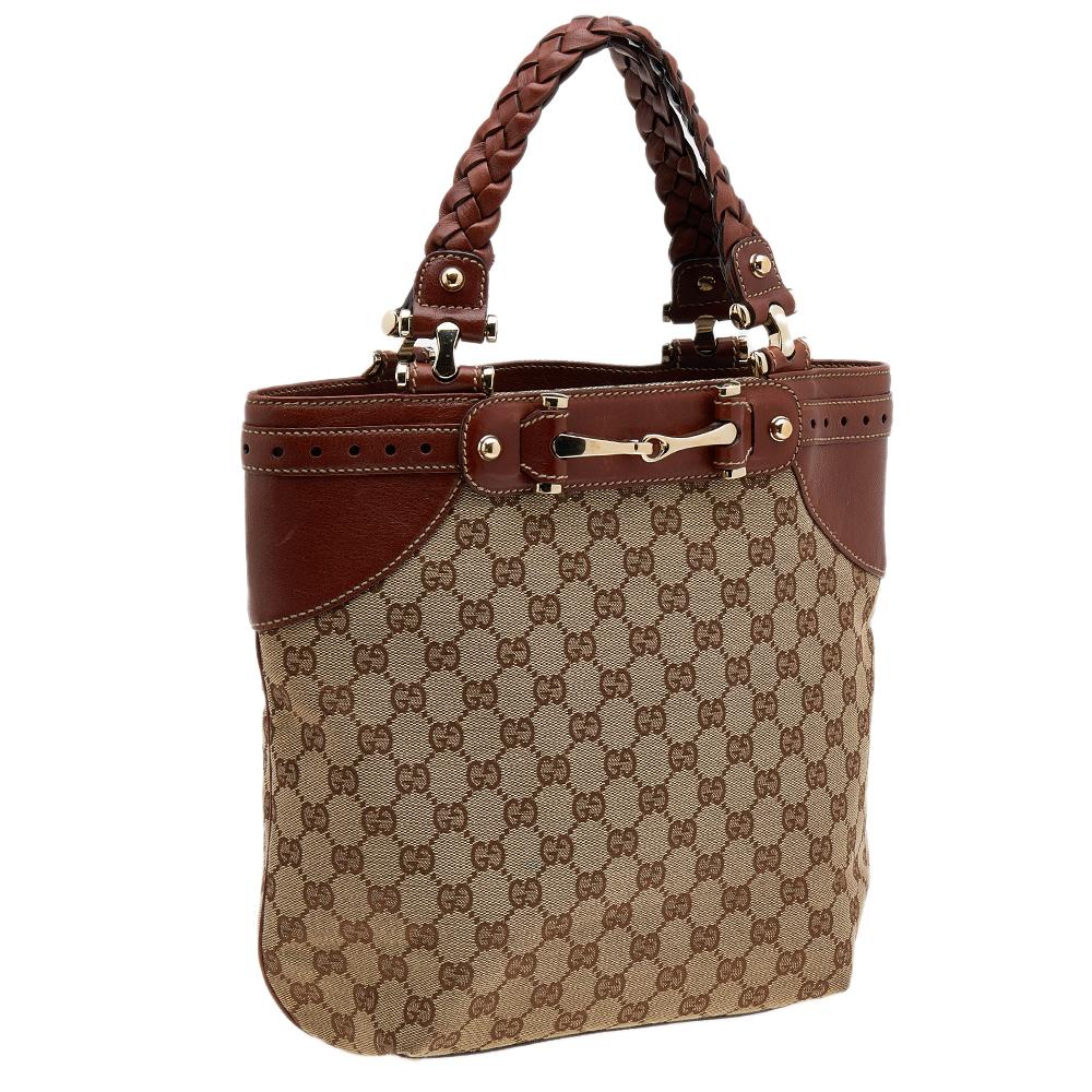 Women's Gucci Beige/Brown GG Canvas And Leather Sukey Tote