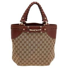 Gucci Beige/Brown GG Canvas And Leather Sukey Tote