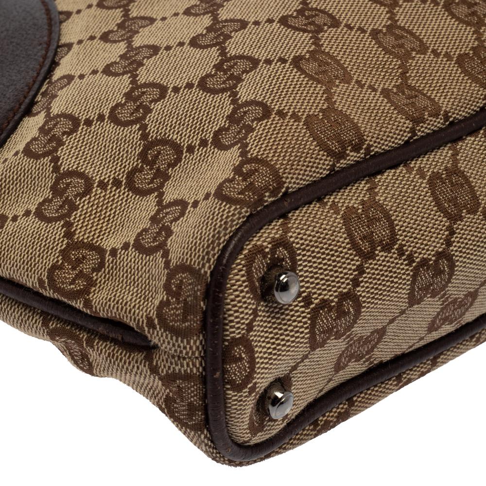 Gucci Beige/Brown GG Canvas and Leather Tote 5
