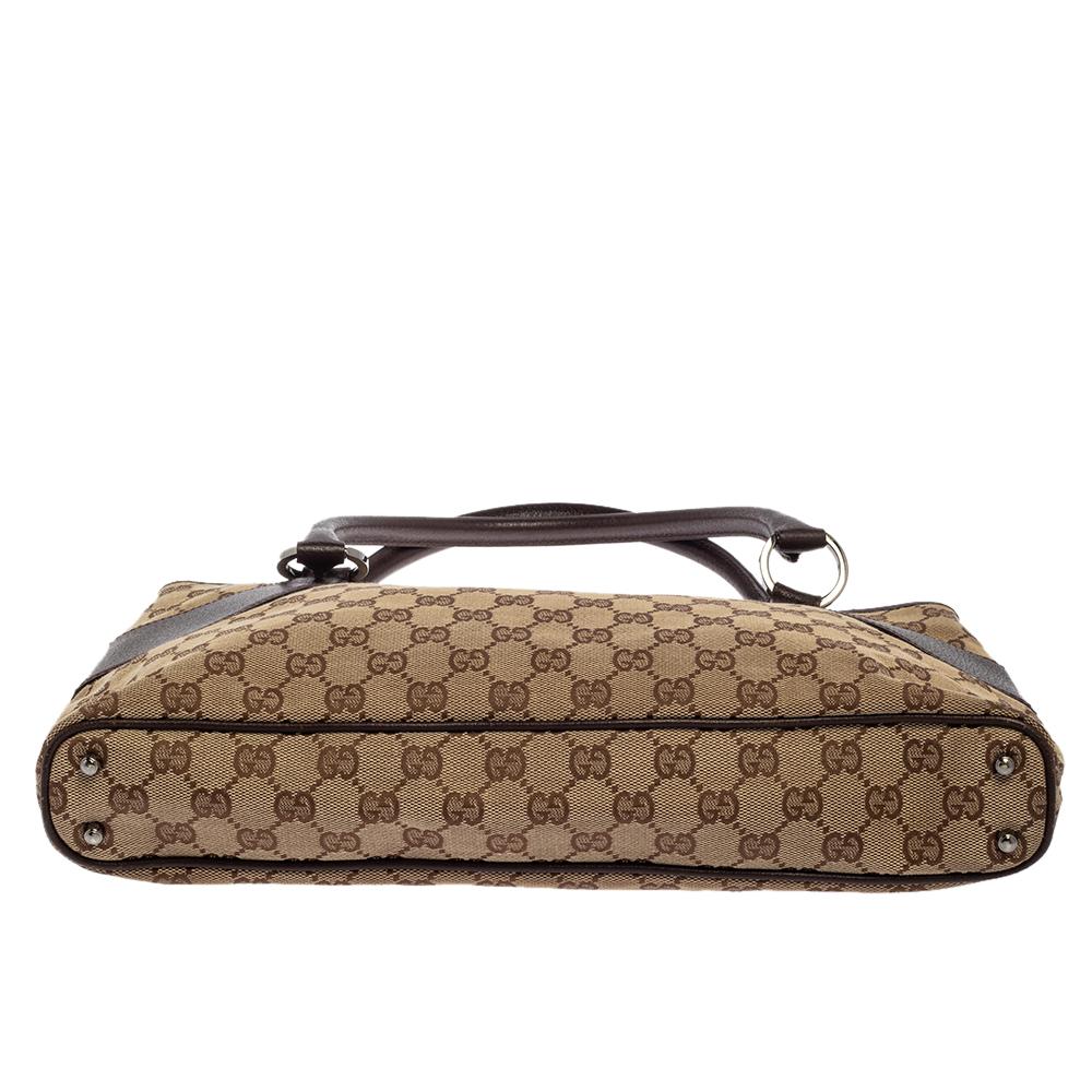 Women's Gucci Beige/Brown GG Canvas and Leather Tote