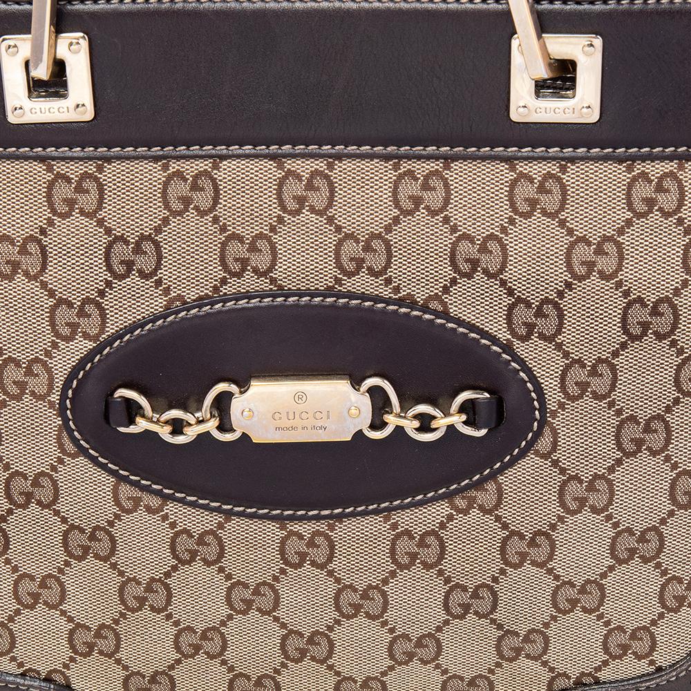 Gucci Beige/Brown GG Canvas and Leather Tote 2