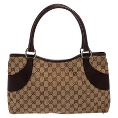 Gucci Beige/Brown GG Canvas and Leather Tote