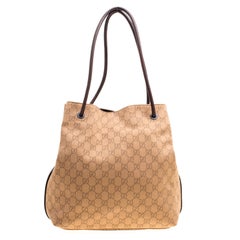 Gucci Beige/Brown GG Canvas and Leather Tote