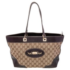 Gucci Beige/Brown GG Canvas and Leather Tote