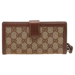 Used Gucci Beige/Brown GG Canvas And Leather Wallet