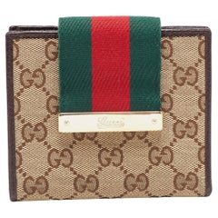 Gucci Beige/Brown GG Canvas and Leather Web French Wallet