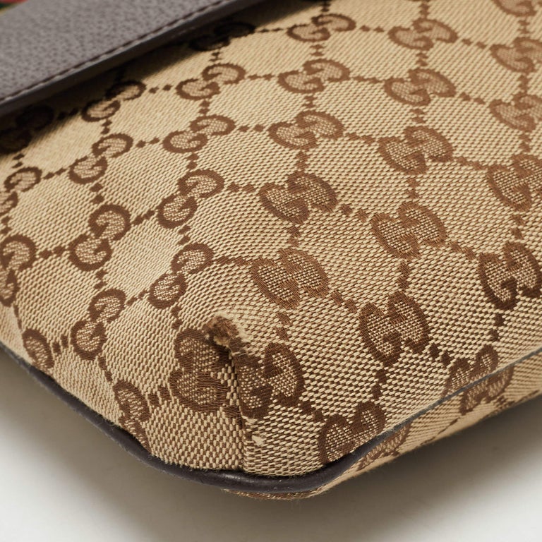Gucci Beige/Brown GG Canvas and Leather  Pocket Messengers Bag For Sale at 1stDibs