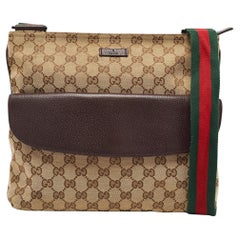 Gucci Beige/Brown GG Canvas and Leather Web Pocket Messengers Bag
