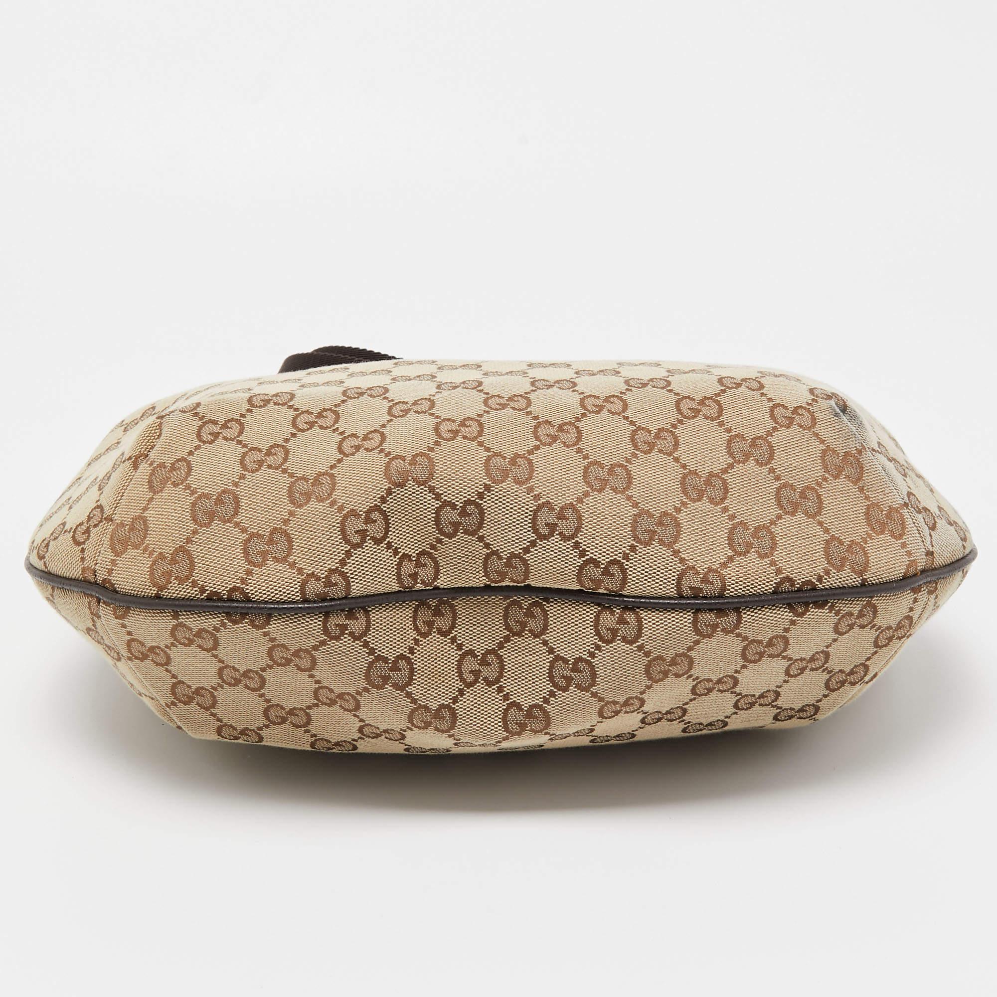 Gucci Beige/Brown GG Canvas and Leather Zip Hobo 7