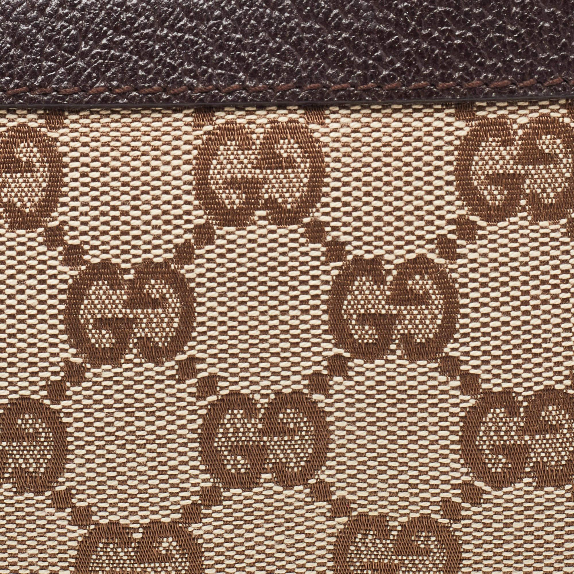 Gucci Beige/Brown GG Canvas and Leather Zip Pouch (Pochette zippée en toile et cuir) en vente 5