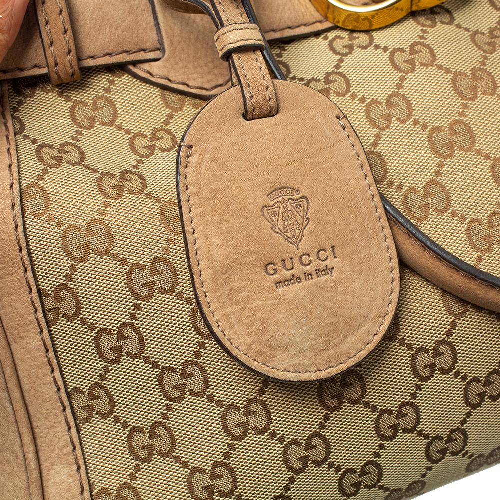 Gucci Beige/Brown GG Canvas and Nubuck Medium Running Tote 1