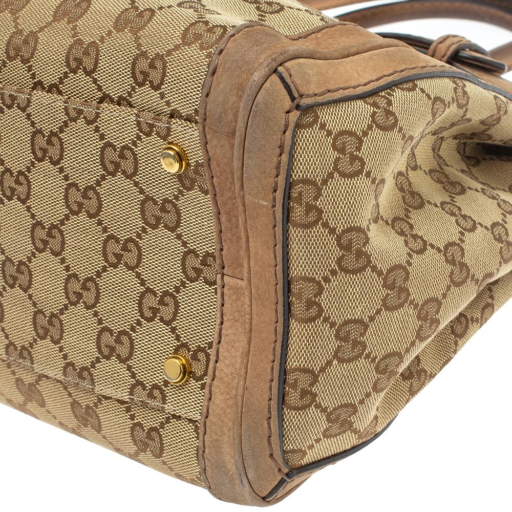 Gucci Beige/Brown GG Canvas and Nubuck Medium Running Tote 3